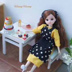 **Hsiang Hsiang**  licca-chan dress  ♡リカちゃん服   水玉エプロン 2枚目の画像