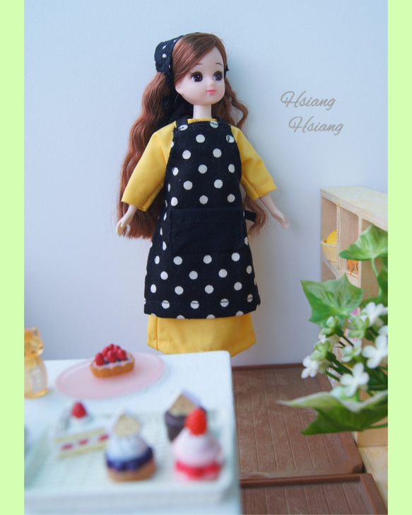 **Hsiang Hsiang**  licca-chan dress  ♡リカちゃん服   水玉エプロン 6枚目の画像