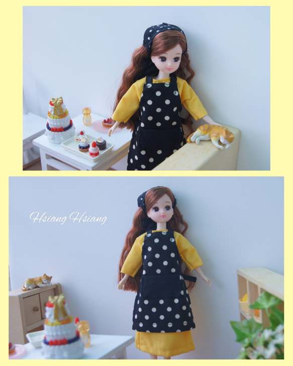 **Hsiang Hsiang**  licca-chan dress  ♡リカちゃん服   水玉エプロン 7枚目の画像