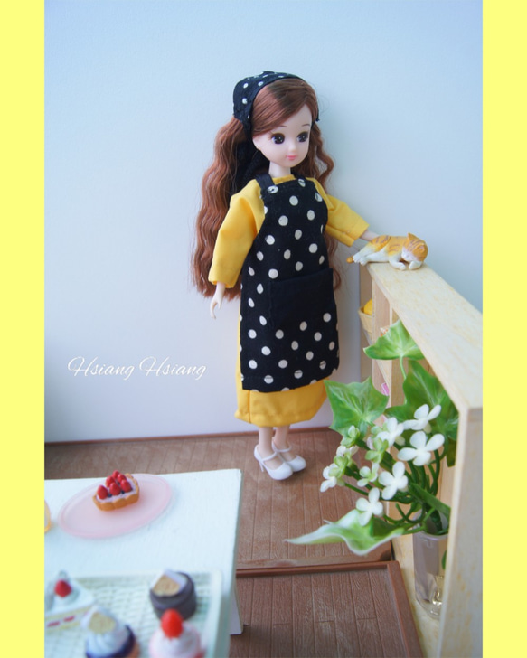 **Hsiang Hsiang**  licca-chan dress  ♡リカちゃん服   水玉エプロン 8枚目の画像