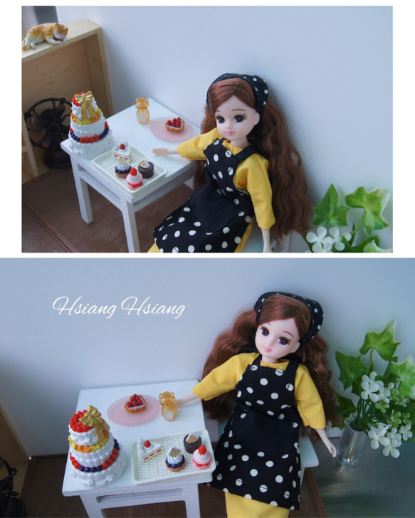 **Hsiang Hsiang**  licca-chan dress  ♡リカちゃん服   水玉エプロン 9枚目の画像