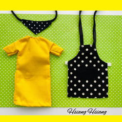 **Hsiang Hsiang**—リカちゃんのお洋服--licca--莉卡娃娃--黑白點點圍裙+黃色連身裙 第10張的照片