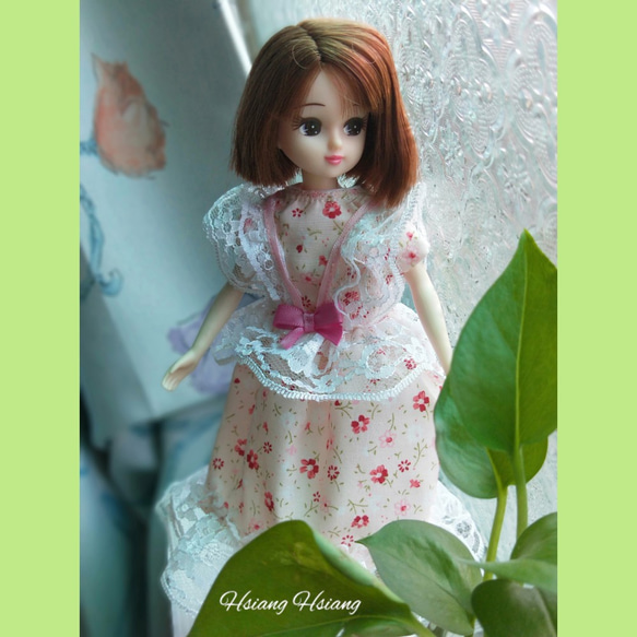 **Hsiang Hsiang**  licca-chan dress  ♡リカちゃん服   春色レースお花ワンピース 2枚目の画像