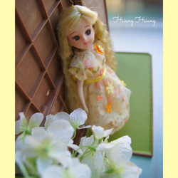 **Hsiang Hsiang**  licca-chan dress  ♡リカちゃんの服   春色レースお花ワンピース 3枚目の画像