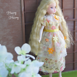 **Hsiang Hsiang**  licca-chan dress  ♡リカちゃんの服   春色レースお花ワンピース 4枚目の画像