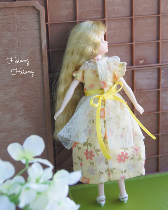 **Hsiang Hsiang**  licca-chan dress  ♡リカちゃんの服   春色レースお花ワンピース 6枚目の画像