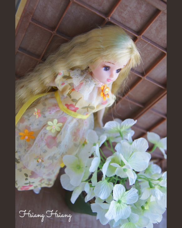 **Hsiang Hsiang**  licca-chan dress  ♡リカちゃんの服   春色レースお花ワンピース 7枚目の画像