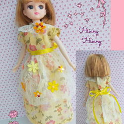 **Hsiang Hsiang**  licca-chan dress  ♡リカちゃんの服   春色レースお花ワンピース 9枚目の画像