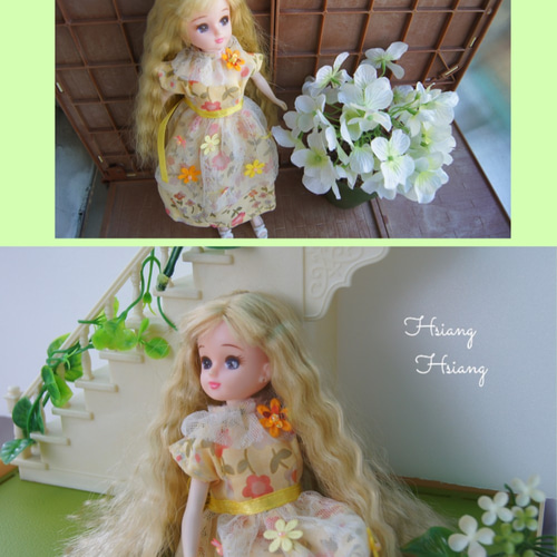 リカちゃんの服 ハンドメイド♡春色のドレス♡