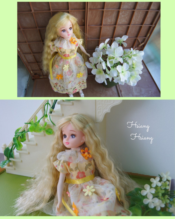 **Hsiang Hsiang**  licca-chan dress  ♡リカちゃんの服   春色レースお花ワンピース 10枚目の画像