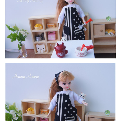 Hsiang Hsiang** licca-chan dress ♡リカちゃん服 水玉エプロン