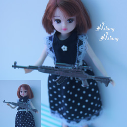 **Hsiang Hsiang**  licca-chan dress  ♡リカちゃん服   黑白水玉ワンピース 5枚目の画像