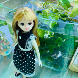 **Hsiang Hsiang**  licca-chan dress  ♡リカちゃん服   黑白水玉ワンピース 6枚目の画像