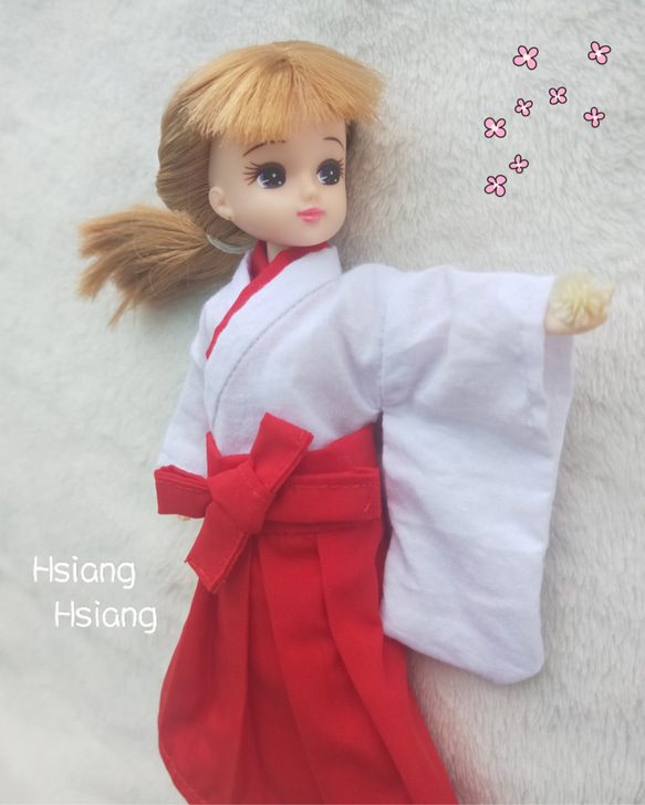 **Hsiang Hsiang**  licca-chan dress  ♡リカちゃん服   巫女服 3枚目の画像