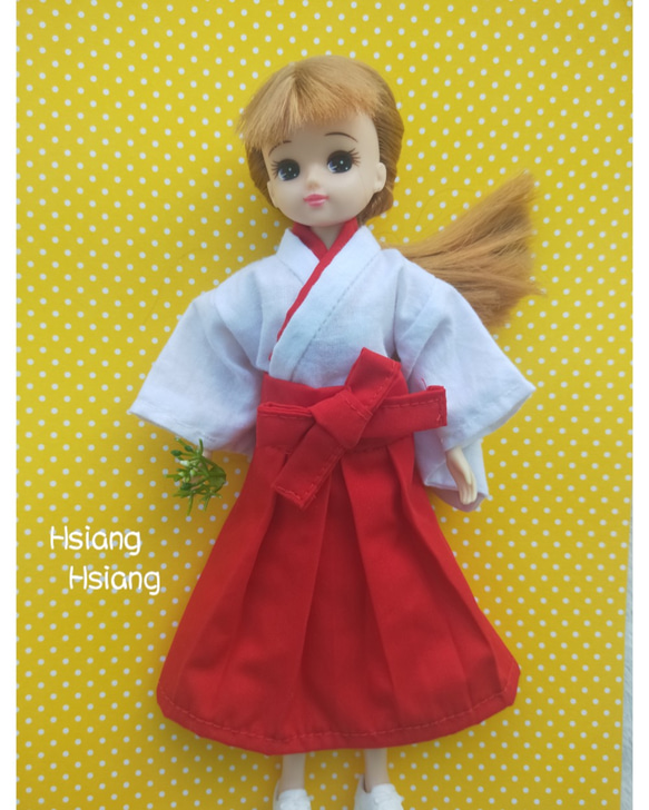 **Hsiang Hsiang**  licca-chan dress  ♡リカちゃん服   巫女服 4枚目の画像