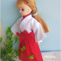 **Hsiang Hsiang**  licca-chan dress  ♡リカちゃん服   巫女服 8枚目の画像