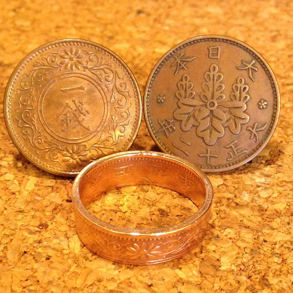 大日本一銭銅貨桐　コインリング 4枚目の画像