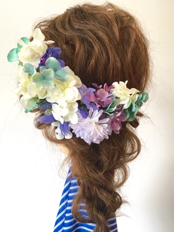 紫陽花のヘッドドレス 3枚目の画像