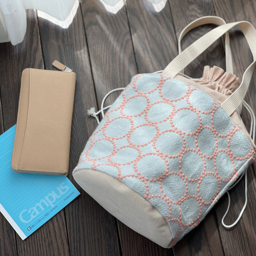 ころりん巾着バッグ☆ミナペルホネンタンバリン トートバッグ  