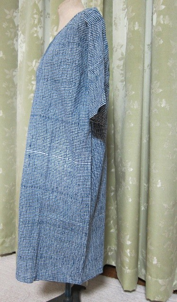着物リメイク　浴衣地ワンピース（小横縞柄） 3枚目の画像