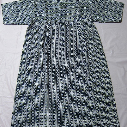 LL 浴衣リメイク 新品反物男浴衣 シンプルゆったりワンピース 着物リメイク・男物浴衣反物から作ったパフ袖ワンピース・M