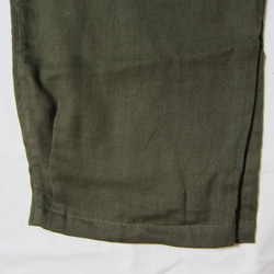 Wガーゼの体に優しいパンツ（ダークグリーン）裾タック 5枚目の画像