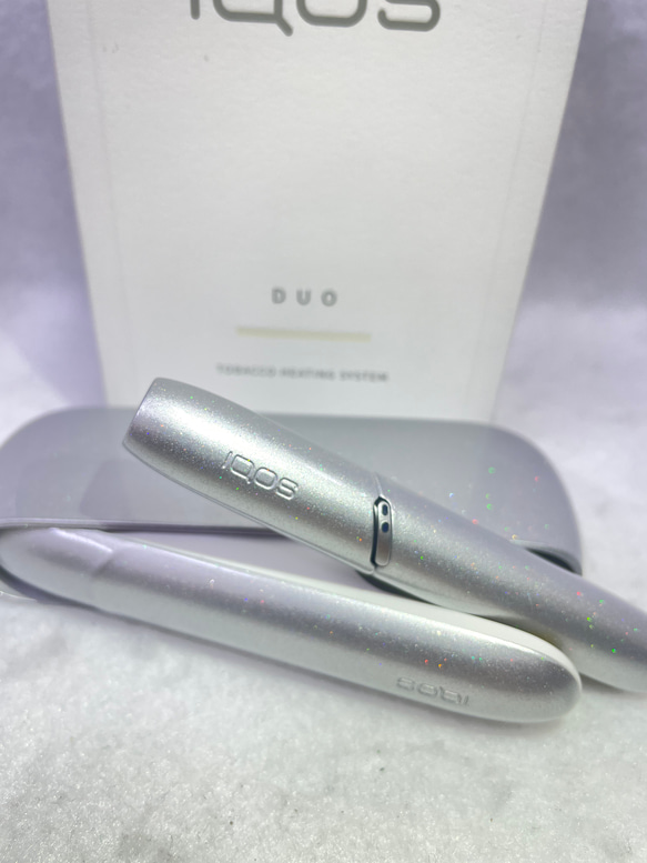 新品未使用　IQOS アイコス3 DUO キラキラシルバー　カスタム　ペイント⭐︎ 1枚目の画像