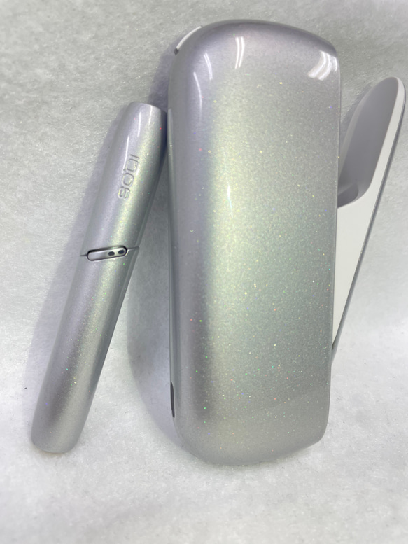 新品未使用　IQOS アイコス3 DUO キラキラシルバー　カスタム　ペイント⭐︎ 2枚目の画像