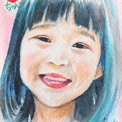 ♬オーダーメイド・はがきor2Lサイズ♬子供の似顔絵♬水彩画♬原画のみ♬記念日に♬ 1枚目の画像