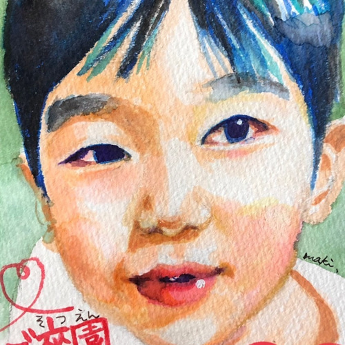 ♬オーダーメイド・はがきor2Lサイズ♬子供の似顔絵♬水彩画