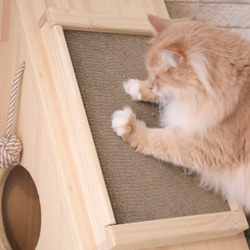 【セミオーダー】猫の爪とぎハウス　爪とぎ選べる：ダンボールor麻ひも　【受注生産】 3枚目の画像