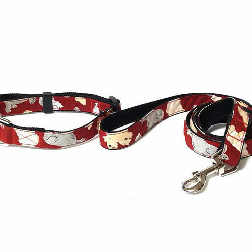 中～大型犬 首輪リードセット 犬種いろいろ柄 リード・首輪 いぬのて