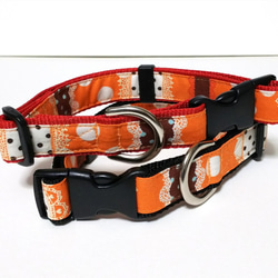 miemama0522 様専用オーダーページ　犬用首輪/レース&ドット/オレンジ/裏地赤or黒/2センチ幅 1枚目の画像