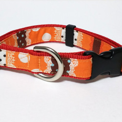 miemama0522 様専用オーダーページ　犬用首輪/レース&ドット/オレンジ/裏地赤or黒/2センチ幅 4枚目の画像