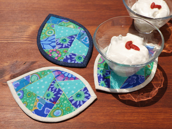 はっぱのコースター（3枚組） ～蒼い風に揺れて～ 1枚目の画像