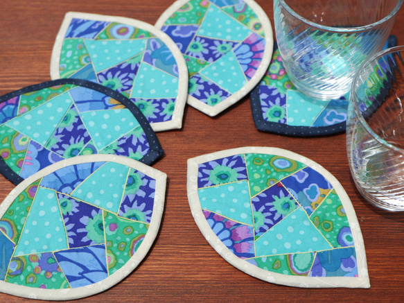 はっぱのコースター（3枚組） ～蒼い風に揺れて～ 6枚目の画像