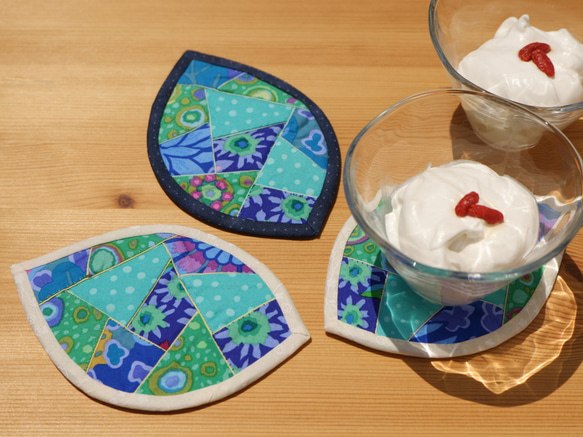 はっぱのコースター（3枚組） ～蒼い風に揺れて～ 7枚目の画像