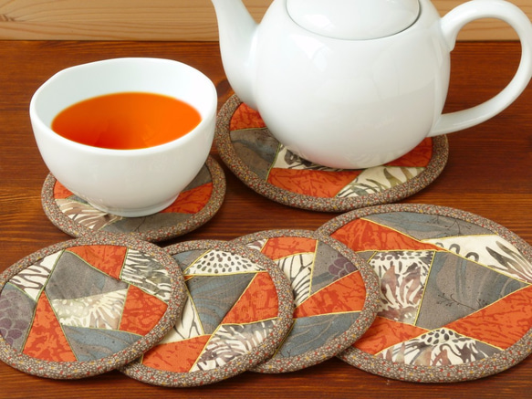 コースターとポットマットのセット ～今日のお茶請けはなあに？～ 1枚目の画像