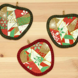 りんごのコースター（3枚組） ～クリスマス～ 2枚目の画像