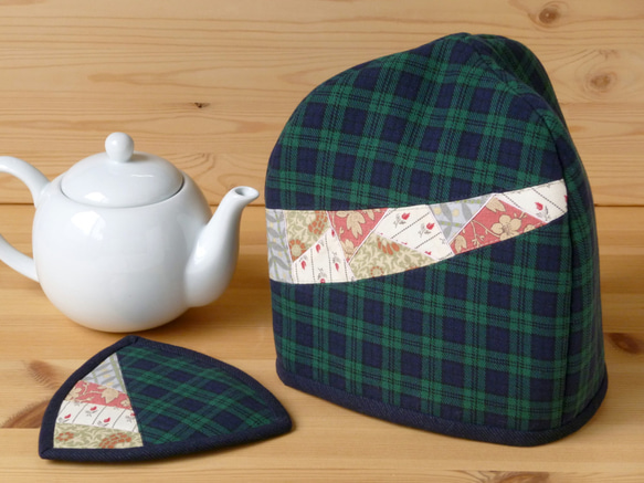 【再販】三角ティーコージーとマットのセット ～野点（のだて）～ 1枚目の画像
