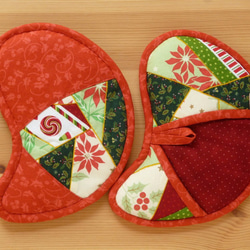 鍋つかみ（めんどり）のペア ～星降る夜に～ レッド 2枚目の画像