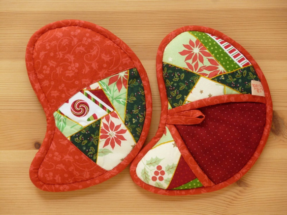 鍋つかみ（めんどり）のペア ～星降る夜に～ レッド 2枚目の画像