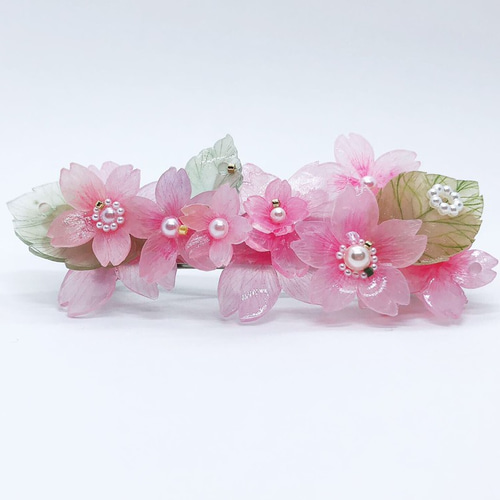 2019SS/恋色桜バレッタ/飴細工風ツヤピンク バレッタ ROSA No.8