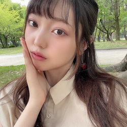 ミニ♡ * さくらんぼ * ピアス / イヤリング / 樹脂ノンホールピアス　《アメリカンチェリー》 4枚目の画像