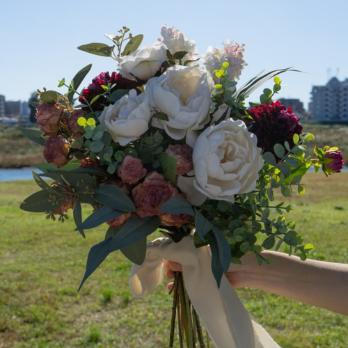 【特別価格】カラーのアンティークウェディングブーケ＆ブートニア 結婚式 前撮り 8fe3ffcd102c8e5e6ae7c294004478
