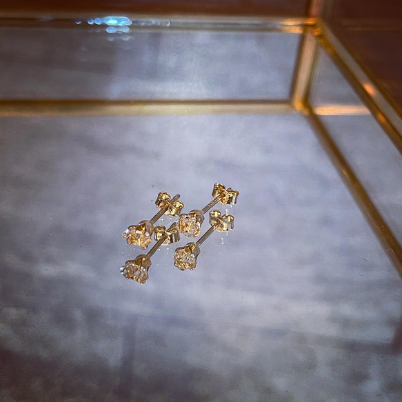 【再販祭り2023】原石ハーキマーダイヤモンドの14kgfピアス 3枚目の画像