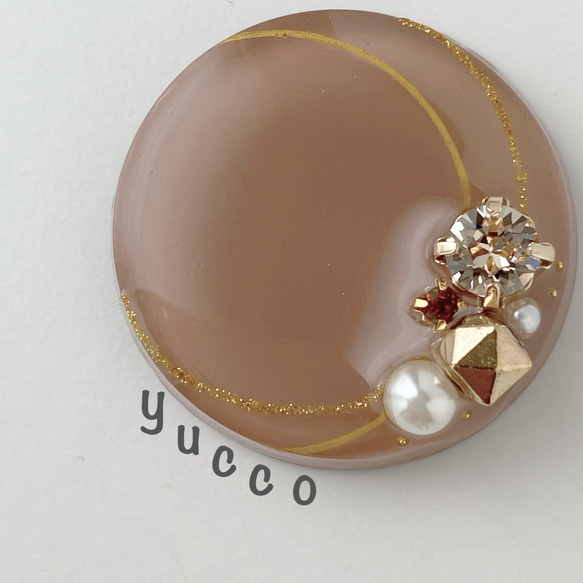 レジン＊ポニーフックヘアゴム帯留め】たっぷりビジュー✧˚ベージュ