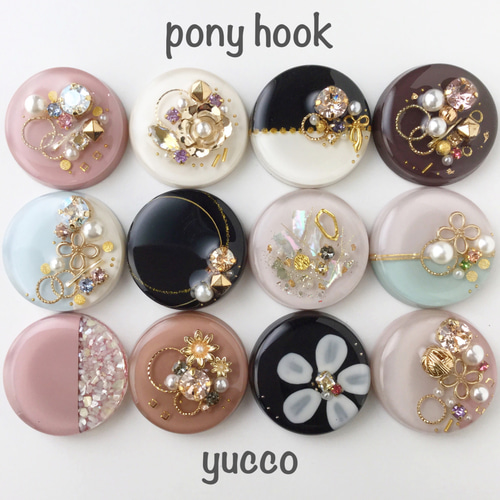 ◇受注制作◇【レジン＊ポニーフック・ヘアゴム・帯留め】ひかえめ