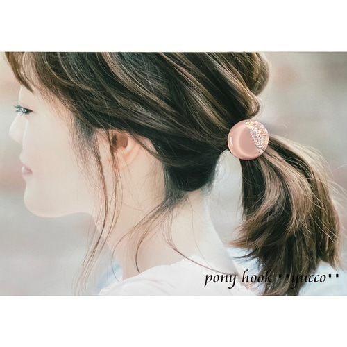 ハンドメイド レジン ヘアゴム ポニーフック 大人可愛い ピンク