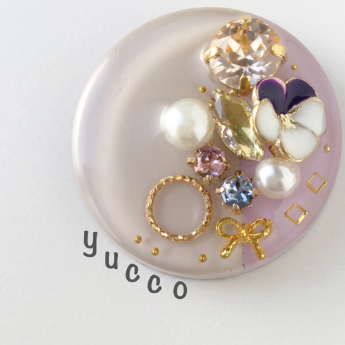 レジンヘアゴムグレージュビジュー大人パール